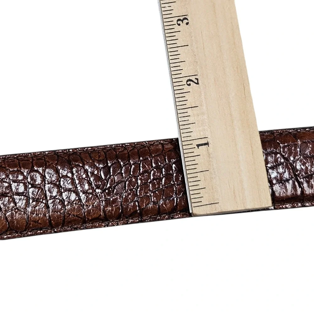 Brighton Belt Mens 38 Brown‎ Crocodile Embossed Leather Western Classic Luxury